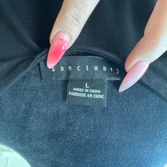 Sanctuary Black Button Front V-Neck Sleeveless Belted Dress Size Large NEW - Picture 4 of 5